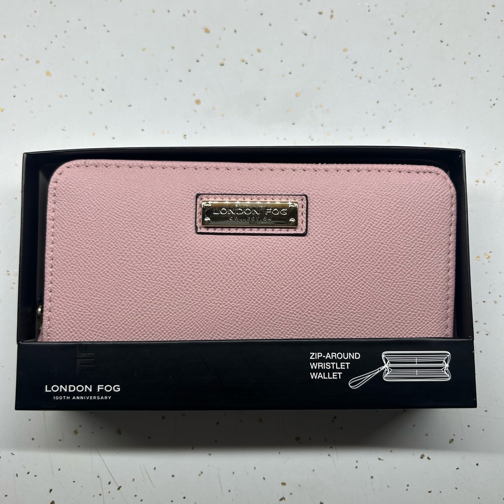 London Fog Pink Zip-Around Wristlet Wallet